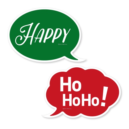 フォトプロップス クリスマス HoHoHo/HAPPY 吹き出し2点セット 【写真の小道具・写真撮影を楽しむアイテム 】 PR-33