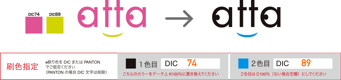 例) 実際に刷りたい色→置き換え後のイメージ
