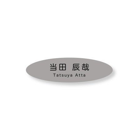 《自分でデータ編集》 ネームプレート 二層板(銀・黒) 70×20mm楕円 ピン・クリップ両用タイプ B0014-0096