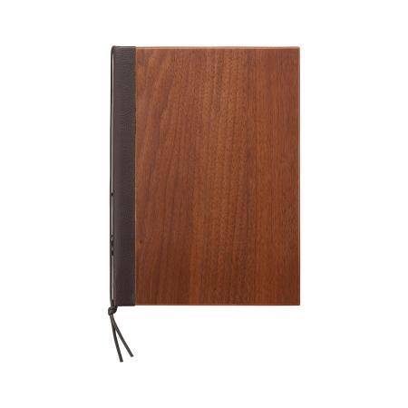 木製メニューブック　B5・4ページ 紐タイプ WB-942 木製ストラップメニュー(ウォルナットMDF)えいむ(Aim)