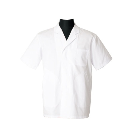 男性半袖白衣　襟付き・外ポケット・ポプリン　TH1111-0 東京白衣