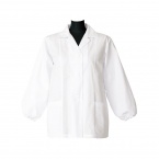 女性長袖白衣　襟付き・袖口ゴム・箱ヒダ・ポプリン・日本製　TH1310-0 東京白衣