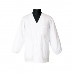 男性長袖白衣　襟なし・袖口ゴム・内ポケット・ポプリン　TH1120-0 東京白衣