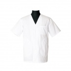 男性半袖白衣　襟なし・外ポケット・ポプリン　TH1121-0 東京白衣
