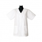 女性半袖白衣　襟なし・箱ヒダ・ポプリン・日本製　TH1321-0 東京白衣