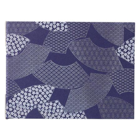 和風メニューブック　A5横・4ページ ピンタイプ 舞-708 扇柄和紙ピンメニュー えいむ(Aim)