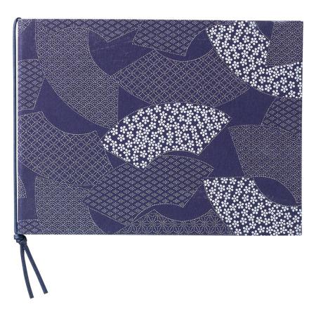 和風メニューブック　A5横・4ページ ピンタイプ 舞-718 扇柄和紙ストラップメニュー えいむ(Aim)