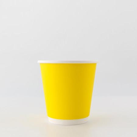 断熱二重紙コップ カラーズ　イエロー 300ml(10オンス)　90mm口径 1,000個　※沖縄・離島 送料別途