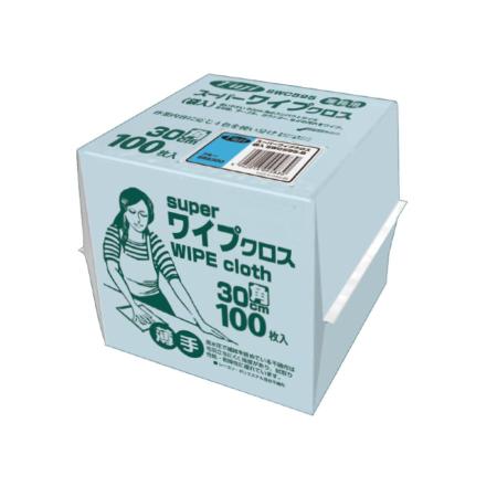 スーパーワイプクロス　薄手 30×30cm　ブルー 1,800枚(袋入)　※北海道・沖縄・離島 送料別途　※個人宅配送不可 (尚美堂/フジナップ)