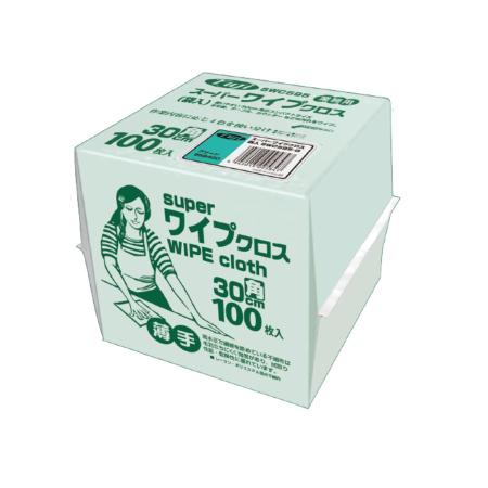 スーパーワイプクロス　薄手 30×30cm　グリーン 1,800枚(袋入)　※北海道・沖縄・離島 送料別途　※個人宅配送不可 (尚美堂/フジナップ)