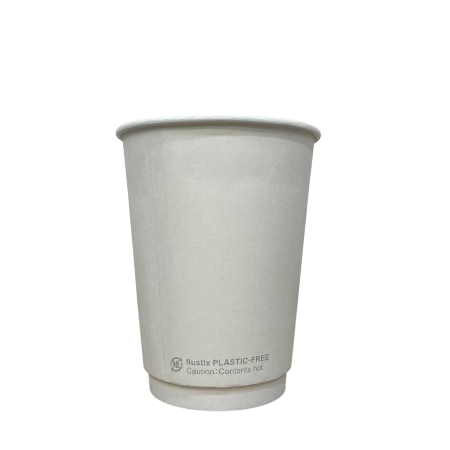 プラスチックフリー ダブルウォールカップ　ホワイト 420ml(12オンス)　90mm口径 500個　※沖縄・離島 送料別途