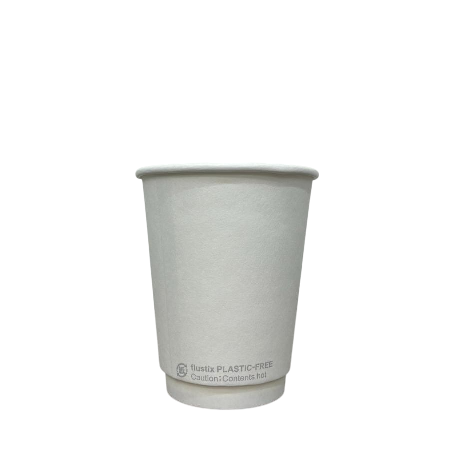 プラスチックフリー ダブルウォールカップ　ホワイト 280ml(8オンス)　80mm口径 1,000個　※沖縄・離島 送料別途