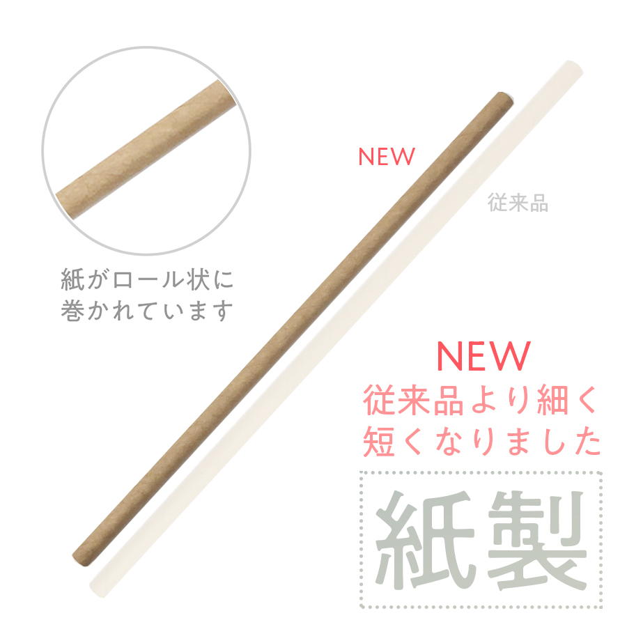 紙ストロー未晒し(梱包なし)｜紙製ストロー 6x190mm 梱包なし 2,000本 未晒し 紙ストロー未晒し(梱包なし) 紙ストロー未晒し ｜飲食店用品・印刷通販のatta(アッタ)