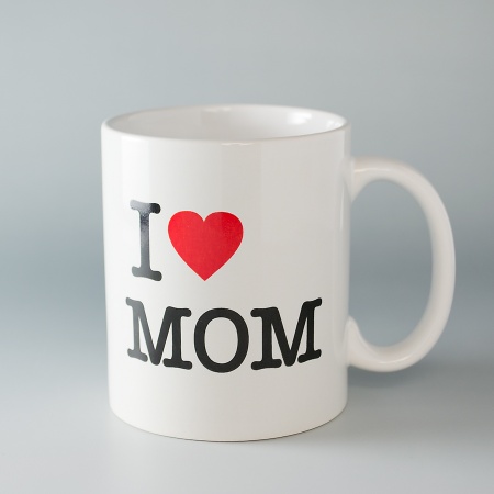 マグカップ I Love MOM 母の日デザイン フルカラー片面プリント