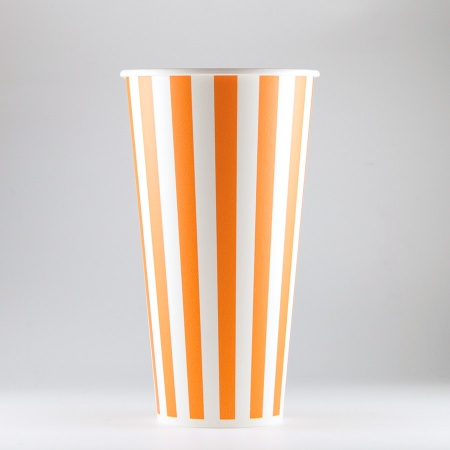 紙コップ コールド用 SCM-400 ストライプ 1400入（9-0983-1101） 紙コップ SCM-400 ストライプオレンジ 容量415ml 1袋 50個
