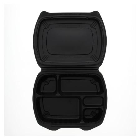 弁当容器・惣菜容器　200個　248x402x43mm ※電子レンジ可 バイオデリカ シェルBOX80-1黒 ※沖縄・離島 送料別途