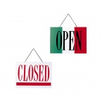 営業中サイン　OC-2-イタリア　硬質ポリ塩化ビニル　表:OPEN　裏:CLOSED