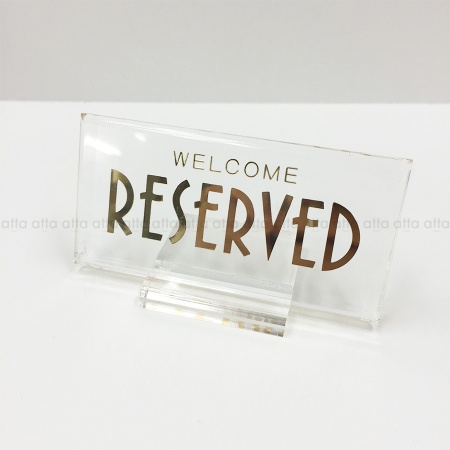 リザーブサイン　RY-22　T型・片面・アクリル　「RESERVED」　ゴールド