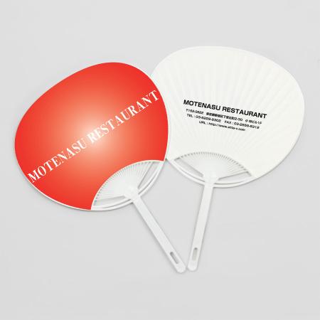 【自分でデータ編集】オリジナルうちわ ディープレッド デザイン付き 柄付きポリうちわ   UCHIWA-77