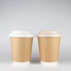 断熱二重紙コップ+パルプリッド 240ml(8オンス) 1,000個セット　KMJ-240本体ナチュラル　※北海道・沖縄・離島 送料別途 ※個人宅配送不可