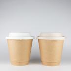 断熱二重紙コップ+パルプリッド 300ml(9オンス) 1,000個セット　KMJ-300本体ナチュラル　※北海道・沖縄・離島 送料別途 ※個人宅配送不可