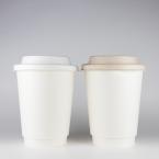 【※長期欠品中】　断熱二重紙コップ+パルプリッド 400ml(12オンス) 1,000個セット　KMJ-360本体ホワイト　※北海道・沖縄・離島 送料別途 ※個人宅配送不可