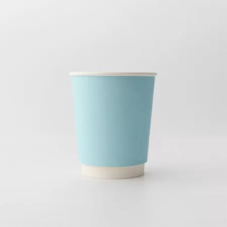 断熱二重紙コップ カラーズ　スカイブルー 240ml(8オンス)　80mm口径 1,000個　※沖縄・離島 送料別途