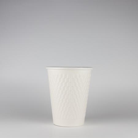 断熱二重エンボス紙コップ 260ml(8オンス) 1,000個　KMW-240ホワイト　※北海道・沖縄・離島 送料別途