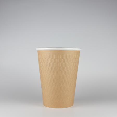 断熱二重エンボス紙コップ 400ml(12オンス) 1,000個　KMW-360ナチュラル　※北海道・沖縄・離島 送料別途