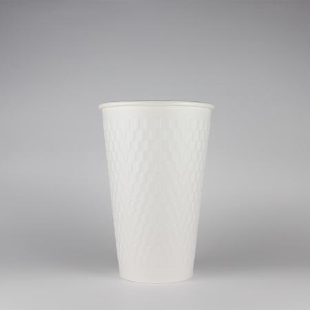 断熱二重エンボス紙コップ 460ml(15オンス) 1,000個　KMW-470ホワイト　※北海道・沖縄・離島 送料別途