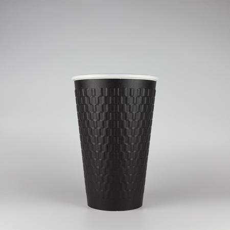 断熱二重エンボス紙コップ 460ml(15オンス) 1,000個　KMW-470ブラック　※北海道・沖縄・離島 送料別途