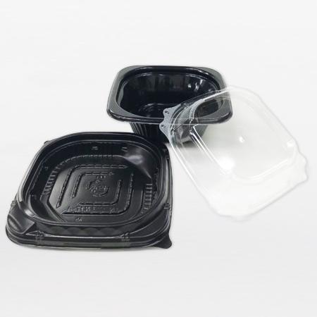 TNランチ丼セット黒A 本体+中皿+蓋 本体黒色600セット 172×172×約103mm ※本体・中皿は電子レンジ可 ※沖縄・離島 送料別途