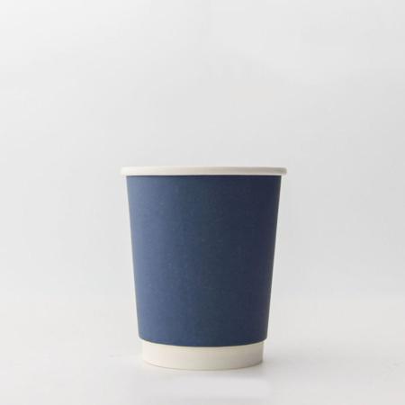 【欠品中5月上旬入荷予定】断熱二重紙コップ カラーズ　ネイビー 240ml(8オンス)　80mm口径 1,000個　※沖縄・離島 送料別途