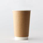 断熱クラフト二重紙コップ　クラフト 480ml(16オンス)　90mm口径 500個　※沖縄・離島 送料別途