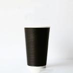 断熱エコBLACK二重紙コップ 480ml(16オンス)　90mm口径 500個　※沖縄・離島 送料別途