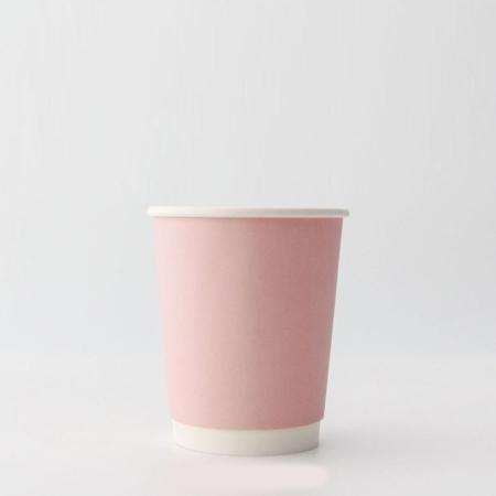 断熱二重紙コップ カラーズ　サクラピンク 240ml(8オンス)　80mm口径 1,000個　※沖縄・離島 送料別途