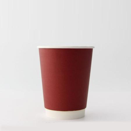 断熱二重紙コップ カラーズ　ワインレッド 360ml(12オンス) 90mm口径 1,000個　※沖縄・離島 送料別途