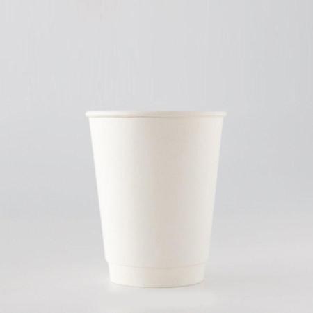 断熱二重紙コップ カラーズ　ホワイト 360ml(12オンス)　90mm口径 1,000個　※沖縄・離島 送料別途