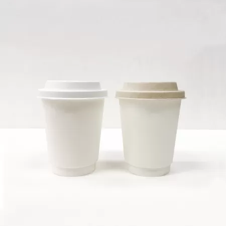 KMJ-240-WHTset｜断熱二重紙コップ+パルプリッド 240ml(8オンス) 1,000