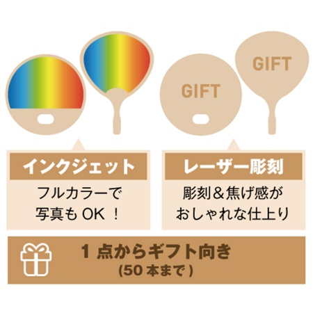 UCHIWA-89｜木製うちわ 丸型 少部数 片面印刷 1本から50本まで