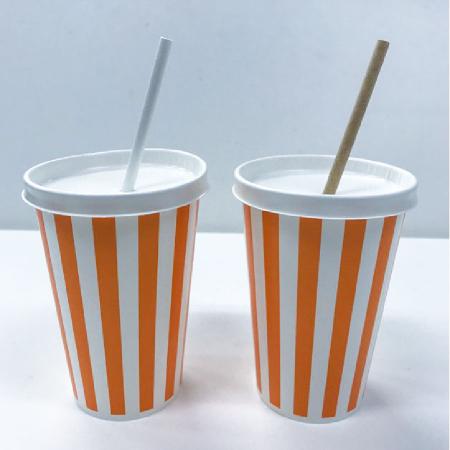 ストライプ柄500ml　紙コップ2000個+紙製リッド2000個+紙製ストロー2000本 沖縄・離島 送料別途