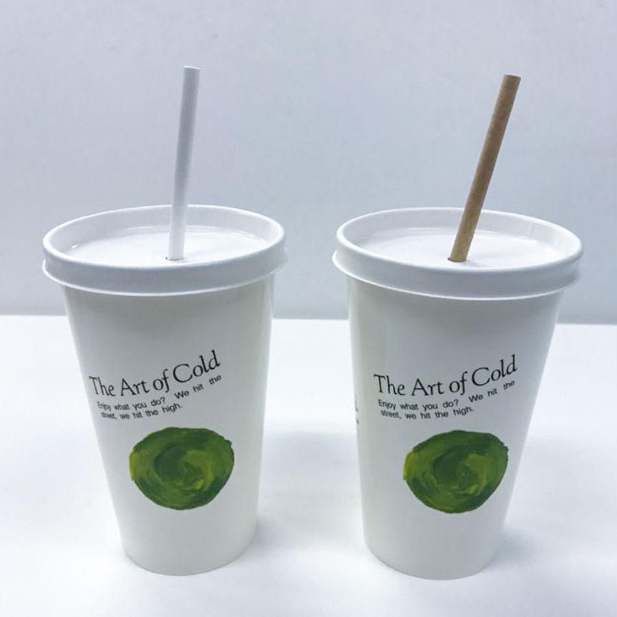紙製エコセットc アートカップ柄545ml 紙コップ1000個 紙製リッド1000個 紙製ストロー00本 沖縄 離島 送料別途 飲食店用品 印刷通販のatta アッタ