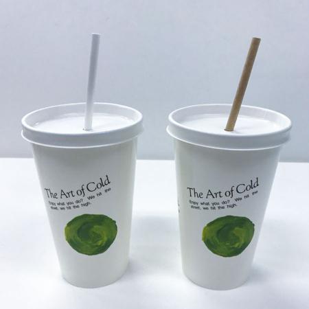 アートカップ柄545ml　紙コップ1000個+紙製リッド1000個+紙製ストロー2000本 沖縄・離島 送料別途