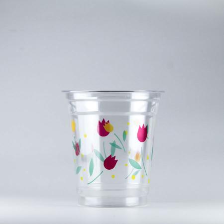 【在庫限り】プラスチックカップ　370ml(12オンス)　89mm口径 1,000個　 (PET製) プリントカップ89-12オンス チューリップ