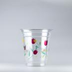 【在庫限り】プラスチックカップ　370ml(12オンス)　89mm口径 1,000個　 (PET製) プリントカップ89-12オンス チューリップ