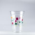 【在庫限り】プラスチックカップ　420ml(14オンス)　89mm口径 1,000個　 (PET製) プリントカップ89-14オンス チューリップ