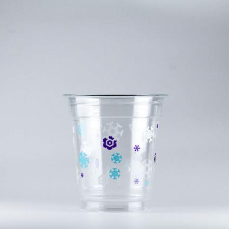 プラスチックカップ　370ml(12オンス)　89mm口径 1,000個　 (PET製) プリントカップ89-12オンス スノークリスタル