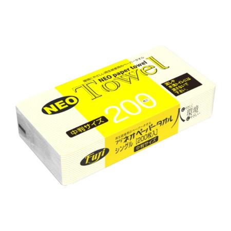 フジネオペーパータオル　中判 再生紙(薄手)　200枚×40袋(8,000枚)　※個人宅配送不可 (尚美堂/フジナップ)