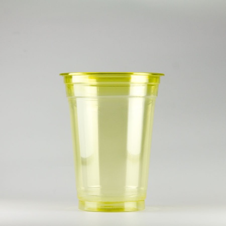 プラスチックカップ黄　420ml(14オンス)　89mm口径 1,000個　 (PET製) カラーカップ89-14オンス黄