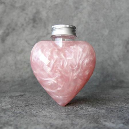 ドリンクボトル　ハート(自立不可)　300ml 100個　ダイヤモンドカット　フタ付き　※沖縄・離島 送料別途